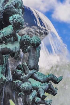 MAY 2015, OSLO NORWAY: Famous Vigeland park, or Frogner park, statues and architectureのeditorial素材