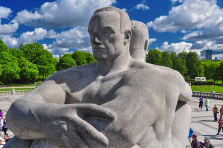 MAY 2015, OSLO NORWAY: Famous Vigeland park, or Frogner park, statues and architectureのeditorial素材