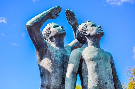 MAY 2015, OSLO NORWAY: Famous Vigeland park, or Frogner park, statues and architectureのeditorial素材