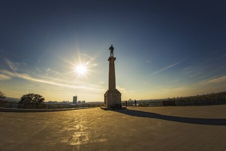 OCTOBER 2017, BELGRADE SERBIA: Victor monument, known as Pobednik, standing pristine on Kalemegdan, Belgrade historic fortressのeditorial素材