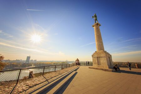 OCTOBER 2017, BELGRADE SERBIA: Victor monument, known as Pobednik, standing pristine on Kalemegdan, Belgrade historic fortressのeditorial素材