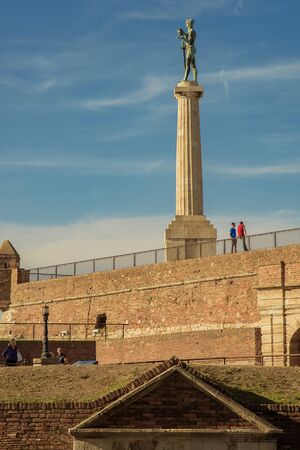 OCTOBER 2017, BELGRADE SERBIA: Victor monument, known as Pobednik, standing pristine on Kalemegdan, Belgrade historic fortressのeditorial素材