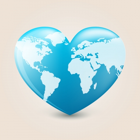 Heart with earth mappingのイラスト素材