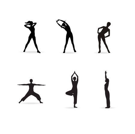 Fitness or yoga women silhouettesのイラスト素材