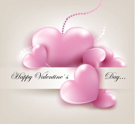 Valentin s Day card with pink heartsのイラスト素材