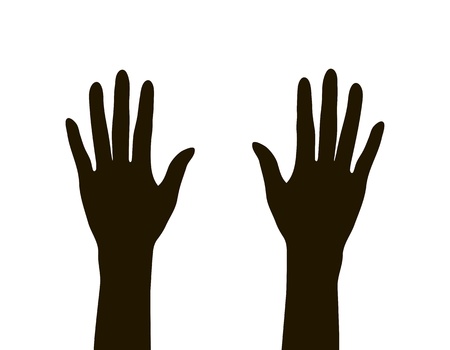 hands silhouette isolated on white background, vector illustrationのイラスト素材