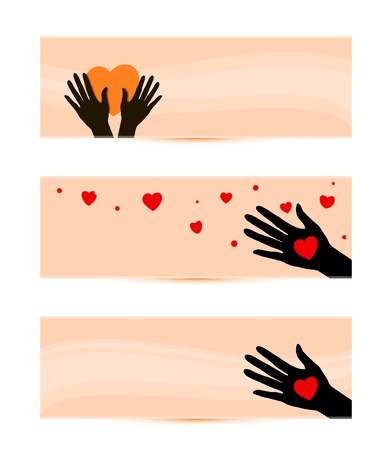 banners templates with hands with hearts vector illustrationのイラスト素材