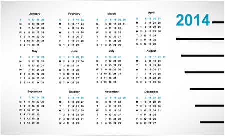 calendar for 2014, editable vector illustrationのイラスト素材