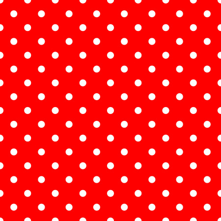 White Polka Dots on Red Background Seamless Patternのイラスト素材