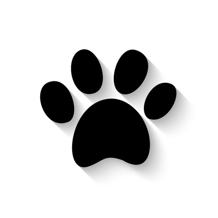 paw print icon with shadow isolated on white backgroundのイラスト素材