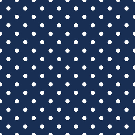White polka dots on navy blue background seamless patternのイラスト素材