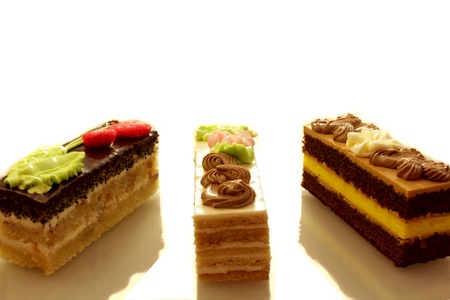 three cake on the white backgroundの写真素材
