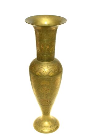 a gold vase on the white backgroundの写真素材