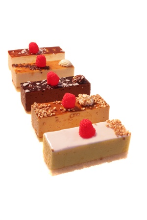 five cakes on the white backgroundの写真素材