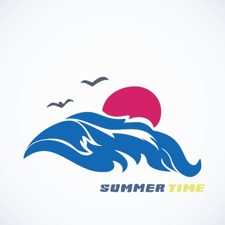 Sun sea icon. Sun and sea waves. Vectorのイラスト素材