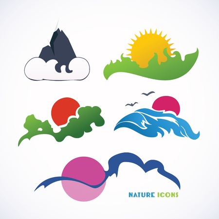 Set of colorful landscape symbols. Vector illustrationのイラスト素材