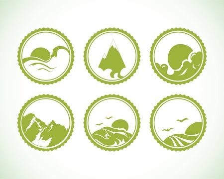 Nature landscape green icon setのイラスト素材