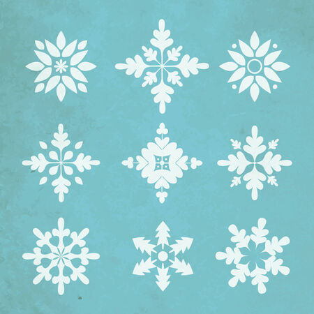 Snowflake set on retro backgroundのイラスト素材