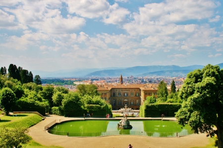 Florence view from Boboli Gardens, Palazzo Pittiのeditorial素材