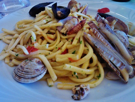 Italian seafood pastaのeditorial素材