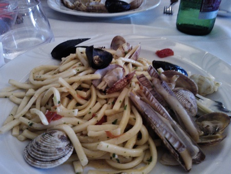 Italian seafood pastaのeditorial素材