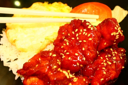 Pork Rib Rice, Chinese Restaurant Dinner, Asia food の写真素材