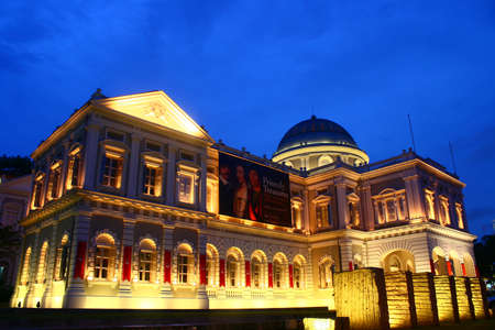 National Musuem Singapore, British Colonial Architecture ,Night eveningのeditorial素材