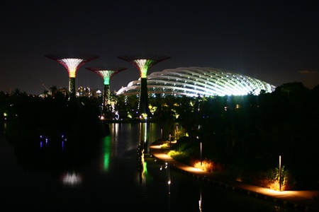 Garden by the Bay Singapore, National Garden Singapore, City by nightのeditorial素材