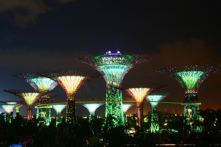 Super Tree, Garden by the Bay, Singapore evening Cityscapeのeditorial素材