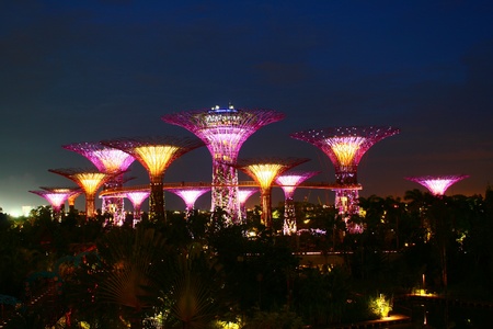 Super tree ,Garden by the Bay, Singapore night Cityscapeのeditorial素材