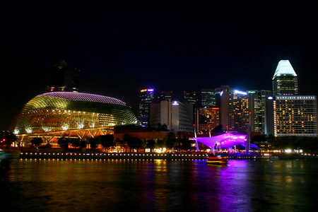 Esplanade theatre Singapore , Night , Singapore Architecture,Art and Music performanceのeditorial素材
