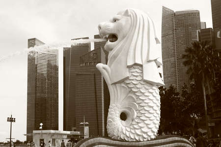 Singapore symbol of Merlion Statue, Merlion Parkのeditorial素材