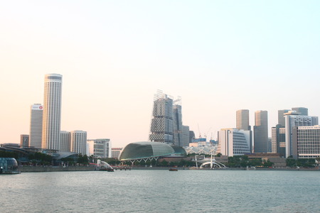 City Center Skyline Singapore 2015, esplanade theatre dayのeditorial素材