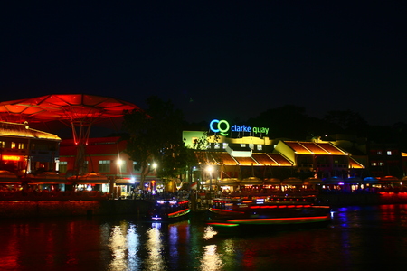 Clarke Quay Singapore, Night Life Singapore, Drink and Wine, Happy hourのeditorial素材