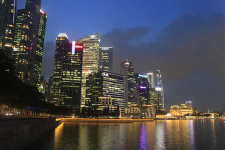 City Skyline by Night Singaporeのeditorial素材