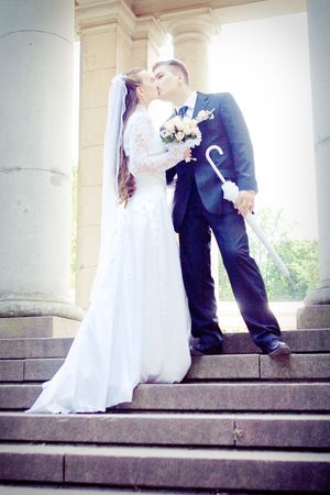 Attractive couple on their wedding dayの写真素材