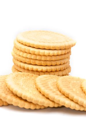 delicious biscuits isolated on a white backgroundの写真素材