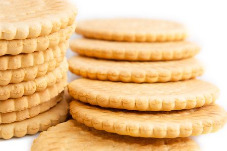 delicious biscuits isolated on a white backgroundの写真素材