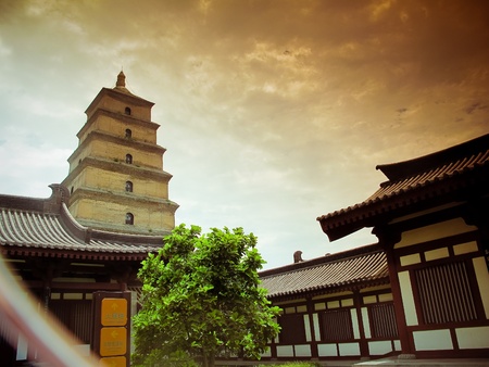 Giant Wild Goose Pagoda - Buddhist pagoda in Xian, China.の写真素材