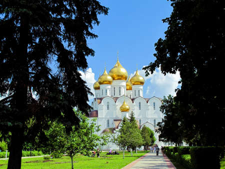 Orthodox church with gold domes の写真素材