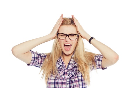 	Stressed and freaking out woman