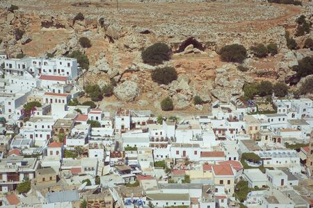 Panoramic view of Lindos Rhodes Island, Greece の写真素材