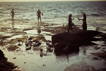near Tanah Lot Temple on Sea in Bali Island Indonesia のeditorial素材