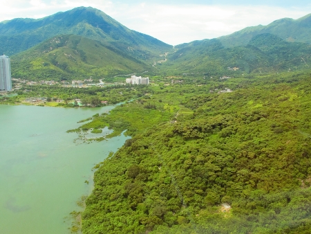 View down from the cable carの写真素材