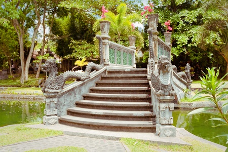 Tirtagangga water palace on Bali island, Indonesiaの写真素材