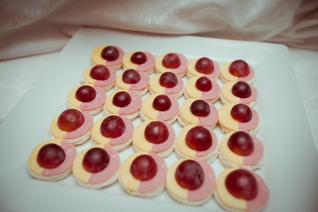 Delicious tart with grapesの写真素材