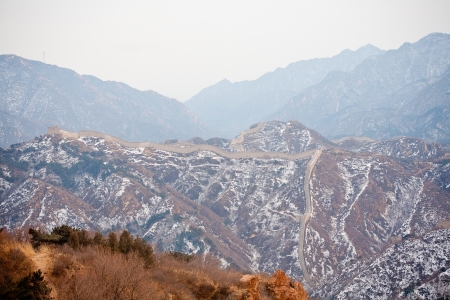 Chinese Great Wall in winterの写真素材