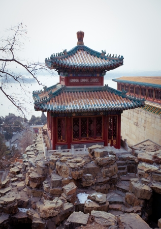 Summer palace in Beijing, China at winterのeditorial素材
