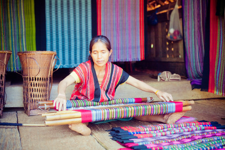 LAOS, BOLAVEN  FEB 12, 2014 : Unidentified Alak tribe women in village  near plateau Bolaven, Laos...
