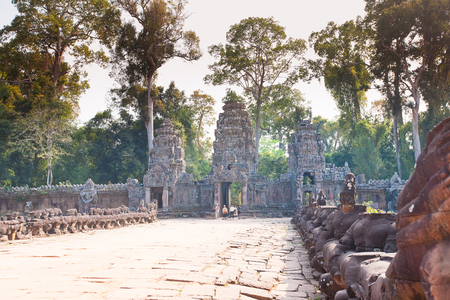Entrance to amazing ruins of Preah Khan Temple (12th Century) in Angkor  Wat complex (Siem Reap, Cambodia).のeditorial素材